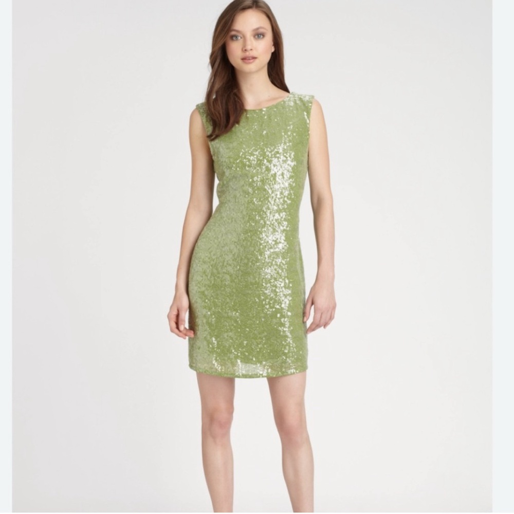 Alice + Olivia Green Sequin Mini Dress